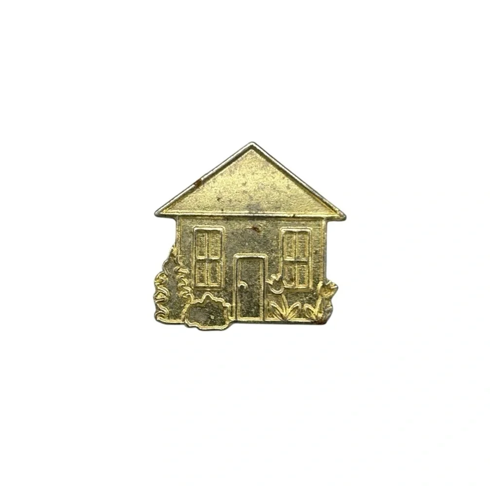 Vintage Gold Tone House Brooch Pin